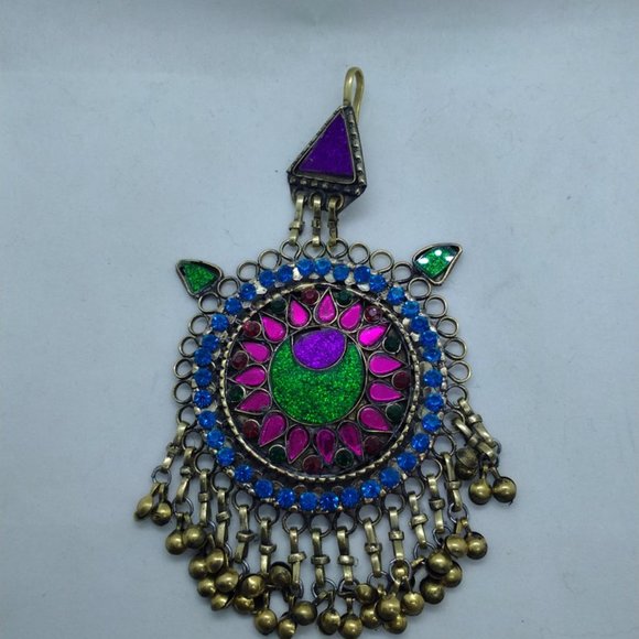 Afghan Vintage Multicolor Glass Stones Teeka, Massive Teeka  display picture 2